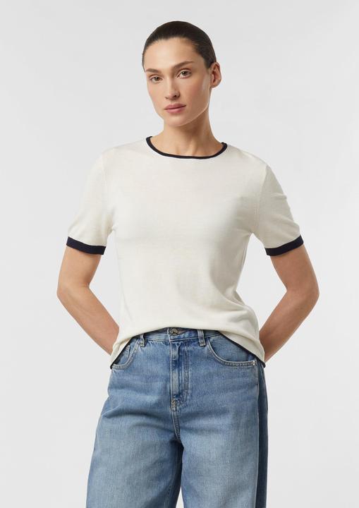 Image du produit Comma Strickpullover Basic Feinstrick-Shirt mit Kontrastabschlüssen (38)