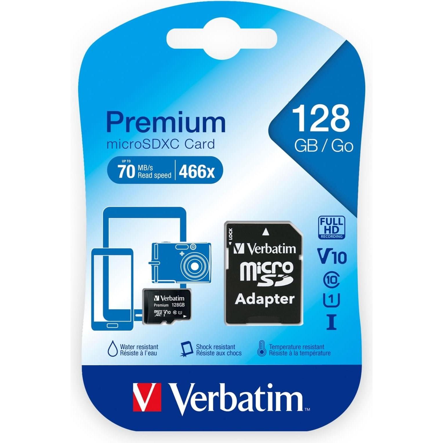 Thumbnail - Verbatim MicroSDXC Card Premium, 128 GB, Class 10, inkl. Adapter 5er Pack (128 GB, microSDXC), Speicherkarte