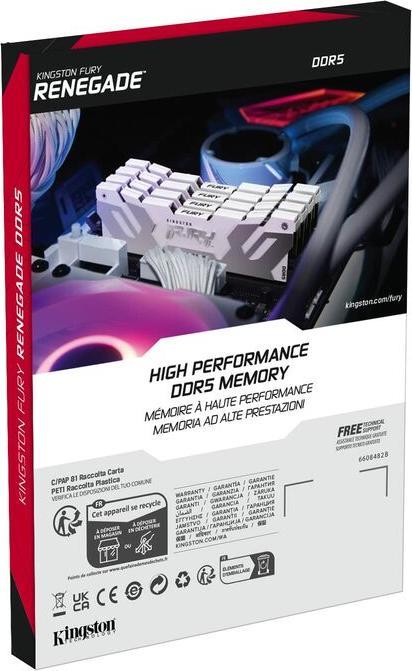 Produktbild Kingston 16GB 8000MT/s DDR5 CL38 DIMM FURY Renegade White XMP (1 x 16GB, 8000 MHz, DDR5-RAM, DIMM)