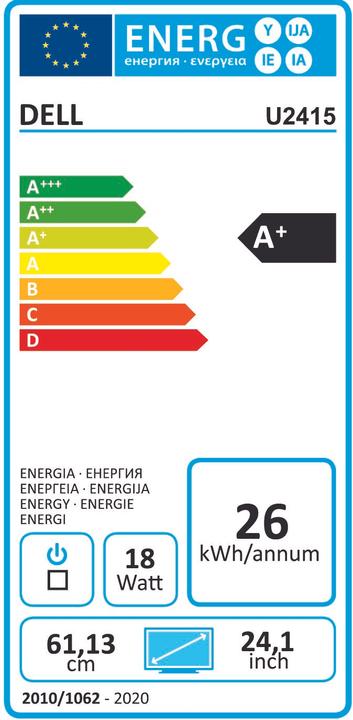 Label énergétique Dell UltraSharp U2415 (1920 x 1200 pixels, 24")
