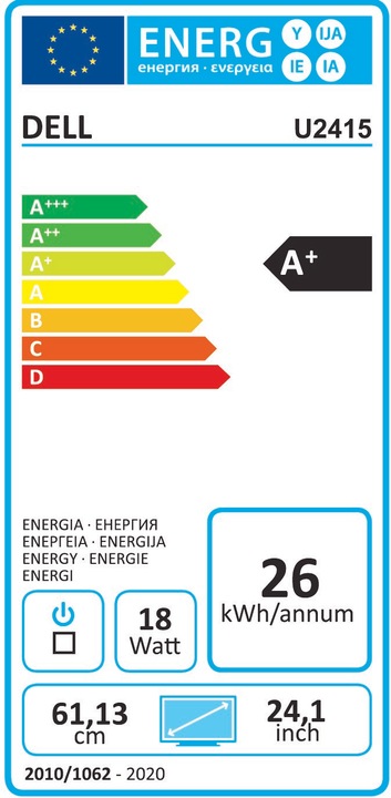 Etichetta energetica Dell UltraSharp U2415 (1920 x 1200 pixel, 24")