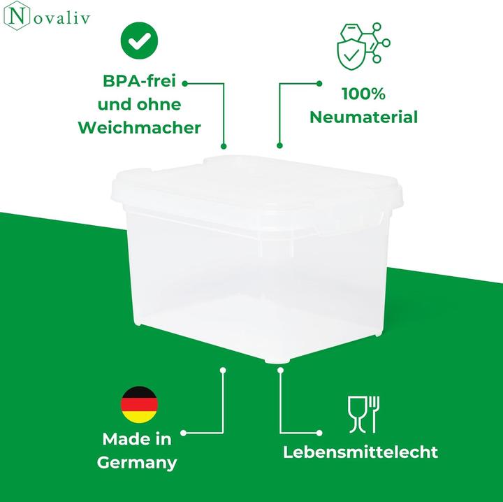 Image du produit Novaliv Aufbewahrungsbox mit Deckel klein 2 L transparente Nestbar stapelbare Plastikbox mit Clipver (2 l)