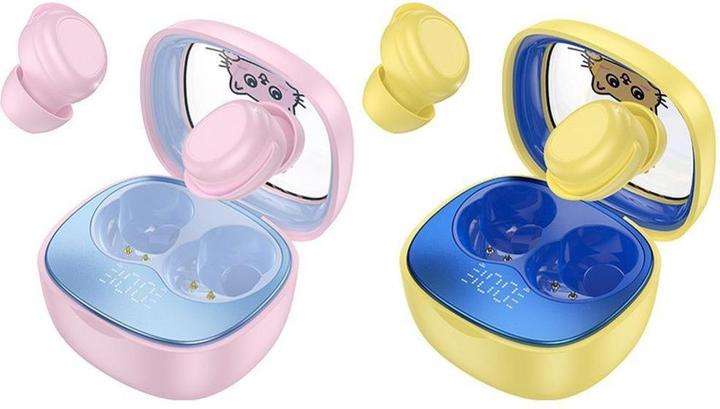 Actual product image Hoco Wireless headphones wireless earphones bluetooth TWS for kids EW111 yellow