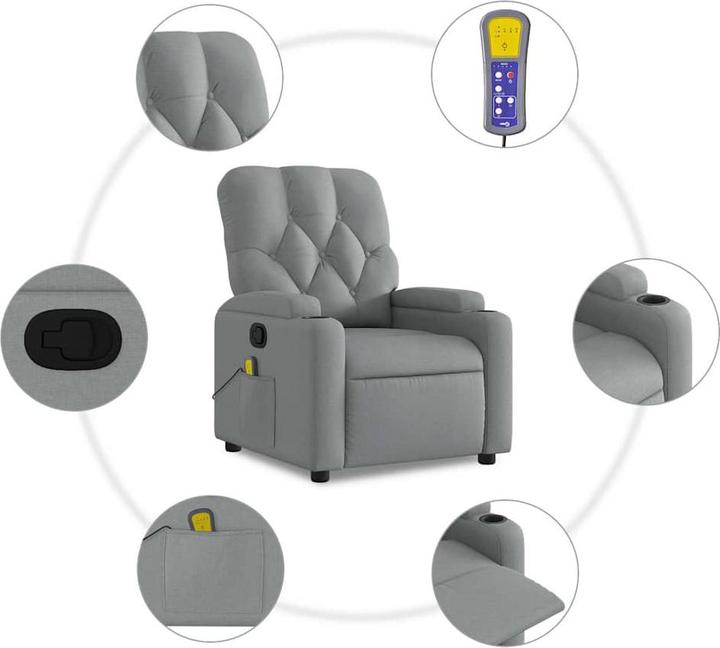 Immagine prodotto vidaXL Sedia da massaggio in tessuto grigio chiaro,Colore: Grigio chiaro,Materiale: Tessuto