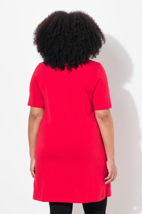 Image du produit Ulla Popken T-shirt long à fermeture éclair, col rond et manches courtes - ligne A (50, 52)