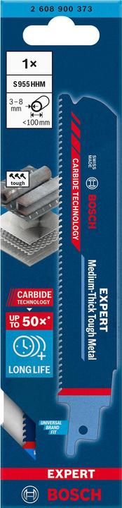 Image du produit Bosch Professional Zubehör Lame de scie sabre EXPERT 'Medium-Thick Tough Metal' S 955 HHM, 1 pièce