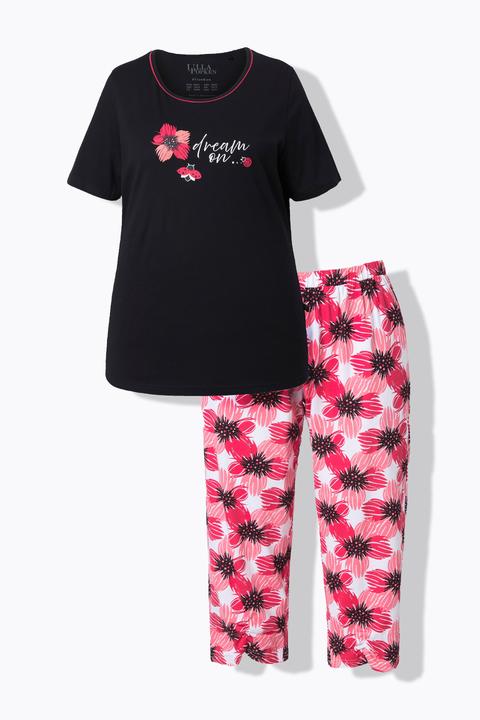 Produktbild Ulla Popken Pyjama, Blüten, Rundhalsausschnitt, Halbarm (60)