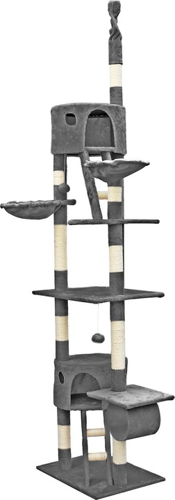 Produktbild Wiltec Kratzbaum 240–260cm Katzenkratzbaum deckenhoch Kletterbaum Katze (260 cm, Grau)