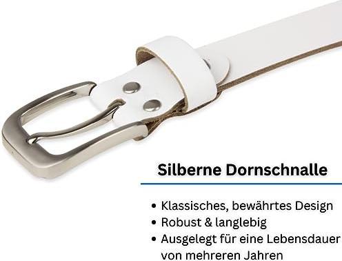 Produktbild Only-Bags.Store Ledergürtel, Gürtel, 3 cm breit, weiss, 125-140 cm (140, 125, 130, 135)