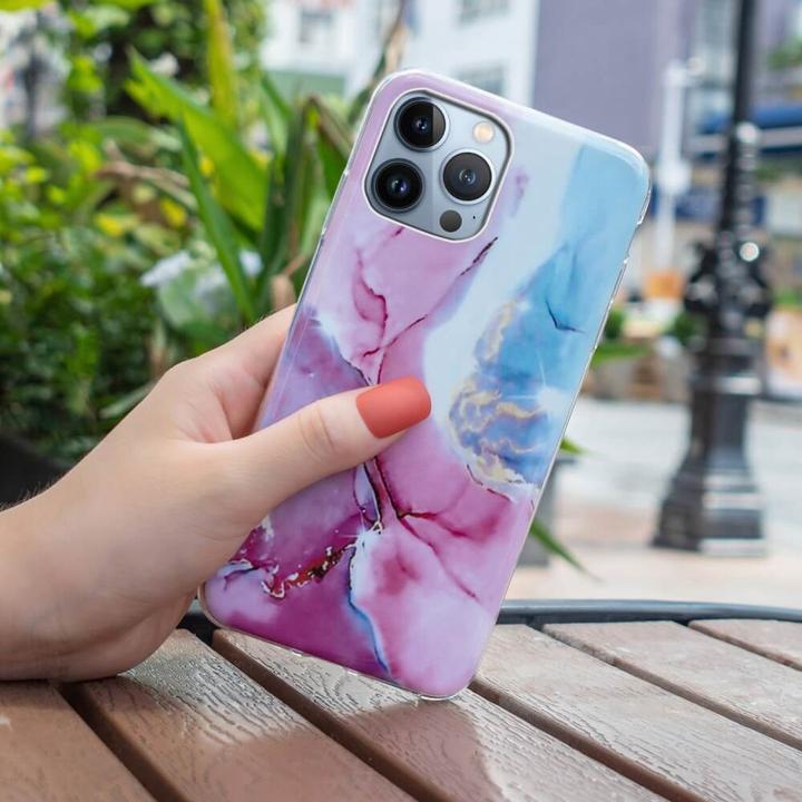 Actual product image Cover-Discount iPhone 15 Pro Max - Silicone Rubber Case Rose Marble (Apple iPhone 15 Pro Max)