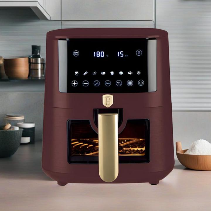 Actual product image BerlingerHaus Hot air fryer with 8 cooking programmes and keep warm function, 8l, bordeaux