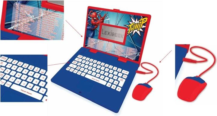 Produktbild Lexibook Spider-Man Lerncomputer - zweisprachiges pädagogisches Laptop - 124 Aktivitäten Italienisch/Englisch (Englisch, Italienisch)