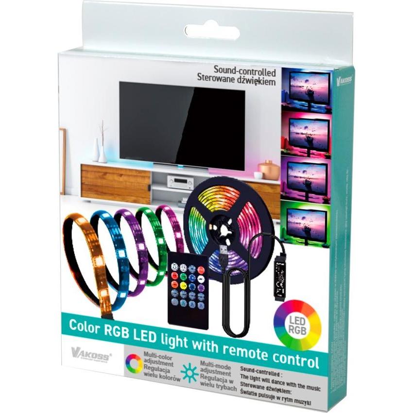 Thumbnail - Vakoss, LED Streifen, Kompaktlampe LED-Streifen RGB LA-C612 für TV-Beleuchtung (RGB, 300 cm, Indoor, Outdoor)