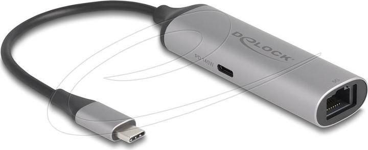 Actual product image Delock Delock USB Type-C Netzwerk Adapter 5 Gigabit LAN 1 x RJ45 mit Power Delivery PD 3.1 140 Watt (USB-C, RJ45 5 Gigabit Ethernet (1x))