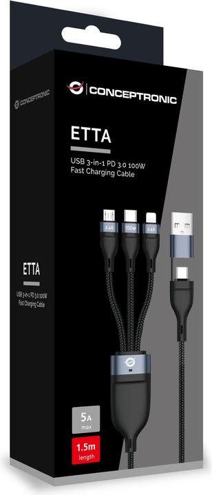 Actual product image Conceptronic 3in1 (1.50 m, USB 2.0, 100 W)