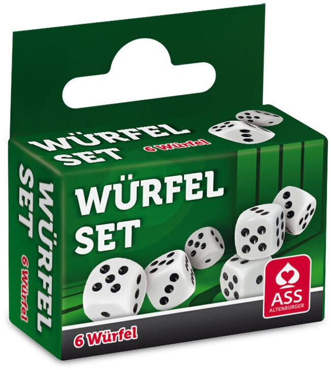 Actual product image ASS Altenburg 22574019 - 6 dice in folding box with hanging tab, from 6 years