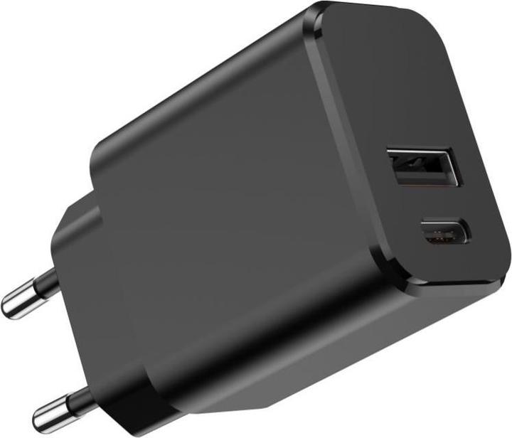 Actual product image Setty charger 1x USB + USB-C 3A 20W black (20 W, 2 ports)