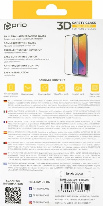 Actual product image prio 3D tempered glass (1 Piece, Samsung Galaxy S21 FE 5G)