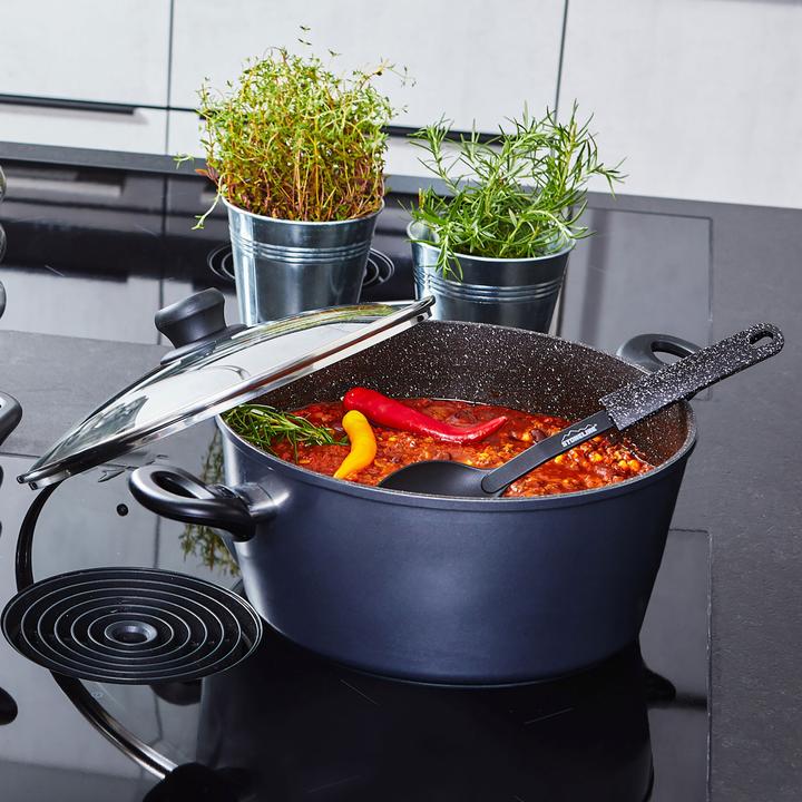Actual product image Stoneline XXXL roasting pan 32 cm, with glass lid, induction and oven-safe (32 cm, Casserole + Stewpot, Aluminium)
