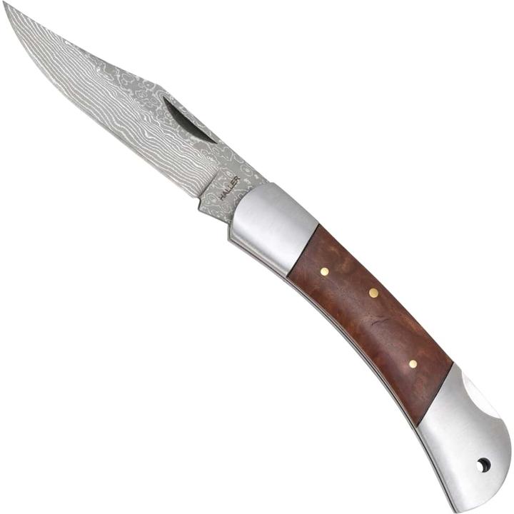 Actual product image Haller Damascus pocket knife root wood 80624 (8.50 cm)