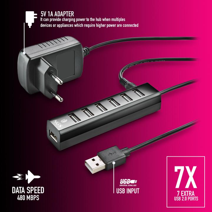 Produktbild NGS Ihub7 tiny (USB-A, 7 Ports)