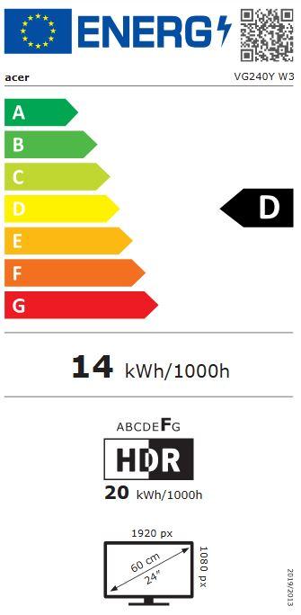 Energy Label Acer Nitro VG240YW3bmiipx (1920 x 1080 pixels, 23.80")