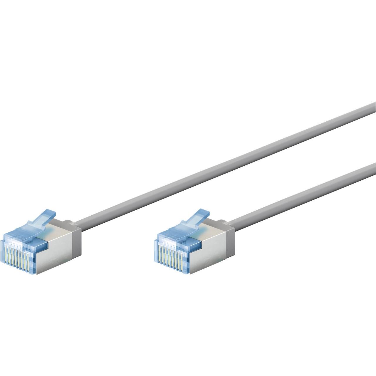 Goobay Ultraflexibles CAT 6A Patchkabel, slim, U/FTP, grau (U/FTP, CAT6a, 1 m), Netzwerkkabel