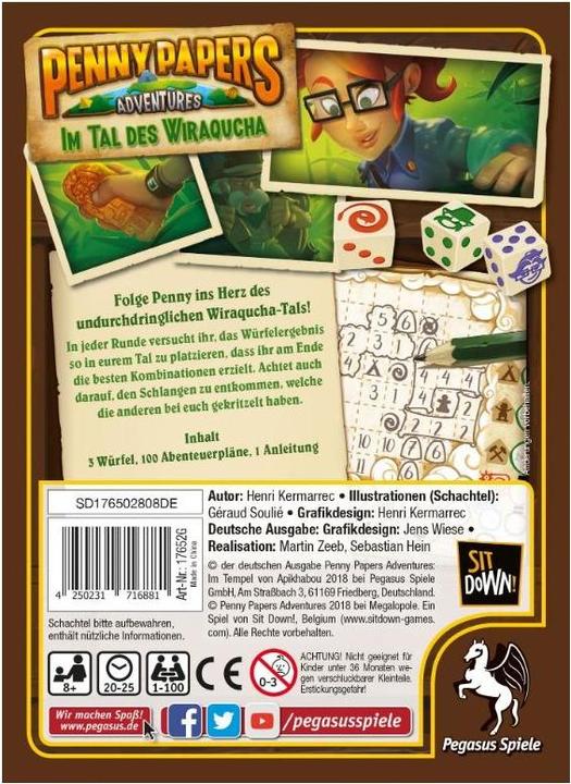 Actual product image Pegasus In the Valley of the Wiraqucha, d Penny Papers Adventures, ages 8+, 1-100 players. (German)