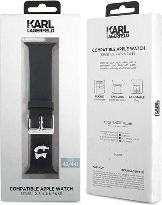 Produktbild Karl Lagerfeld Pasek KLAWLSLCNK Apple Watch 42/44/45mm czarny/black strap 3D Rubber Choupette Head (42 mm, 44 mm, 45 mm, Plastic, Silicon)