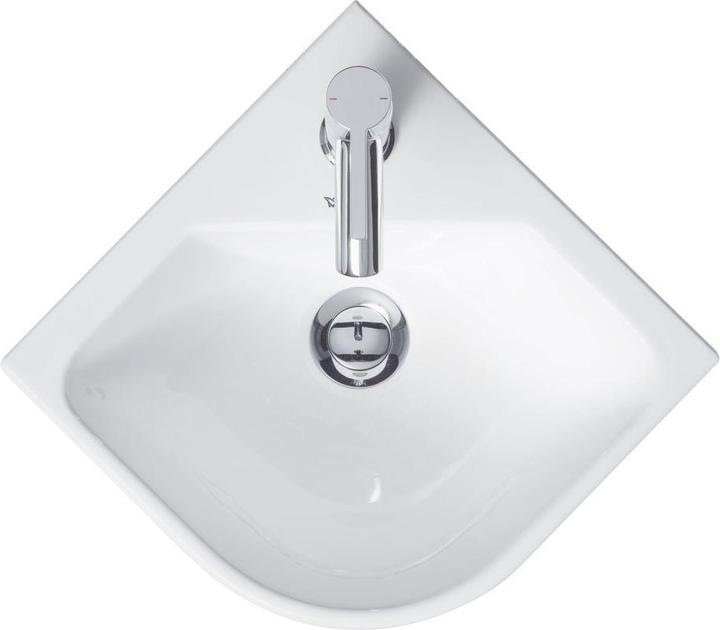 Actual product image Duravit Corner hand-rinse basin ME by Starck m ÜL m HLB 435x380mm 1 tap hole white WG (380 mm, 435 mm)