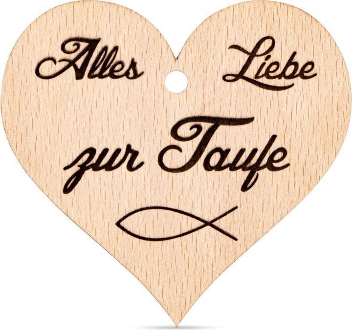 Immagine prodotto ZNatur Ciondolo in legno a forma di cuore con incisione Alles Liebe zur Taufe No.91
