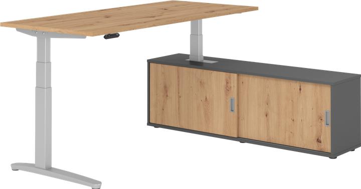 Produktbild Hammerbacher Sitz-Steh Kombi 180x80cm, Asteiche/Silber