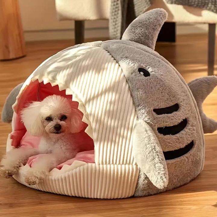 Image du produit Out of the blue Lit confortable pour chat, maison pour chat requin Igloo taille L Gris (Chien)