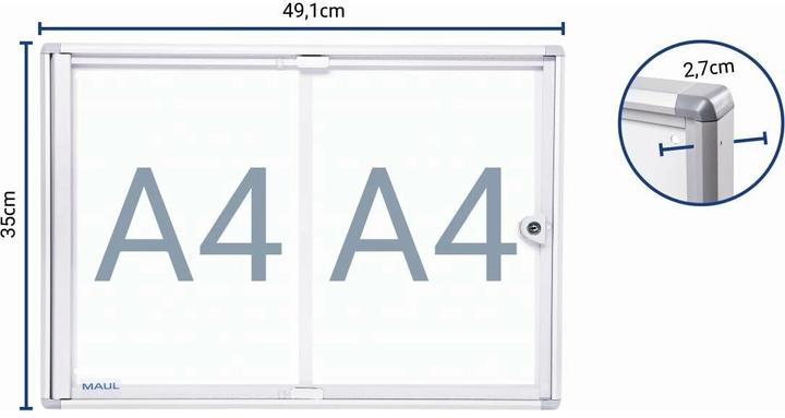 Produktbild Maul Schaukasten, Aussentiefe 27 mm (Whiteboard, 35 x 49 cm)