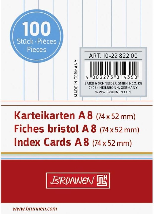 Image du produit Fiches d'information (A8, 180 g/m², 100 x)