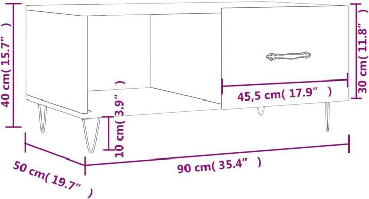 Image du produit vidaXL Couchtisch (90 x 50 x 40 cm)