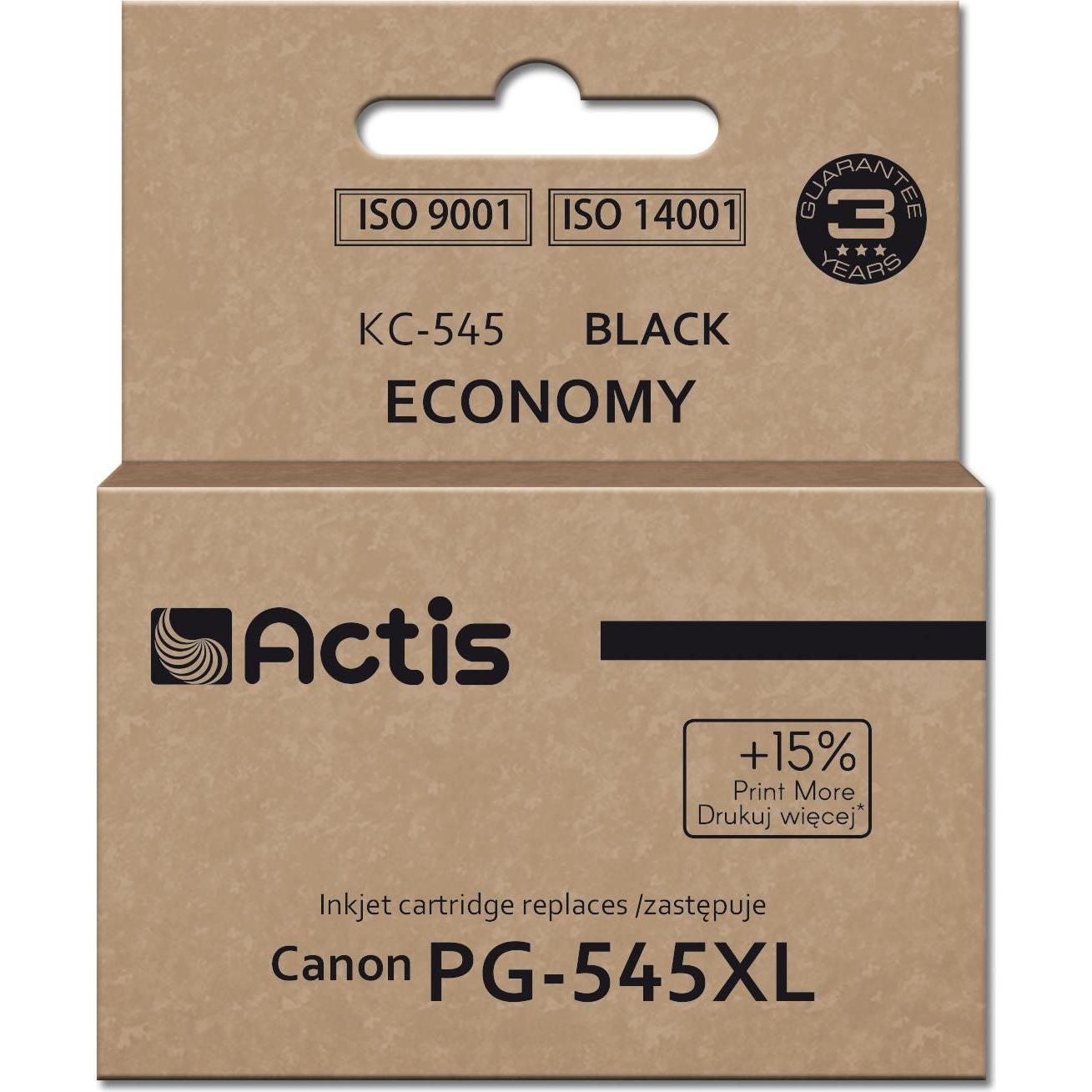 Factis, Druckerpatrone, KC-545 Tintenpatrone (Canon PG-545XL Ersatz Höchst 15 ml 207 Seiten schwarz). Druckt 15 % (BK)