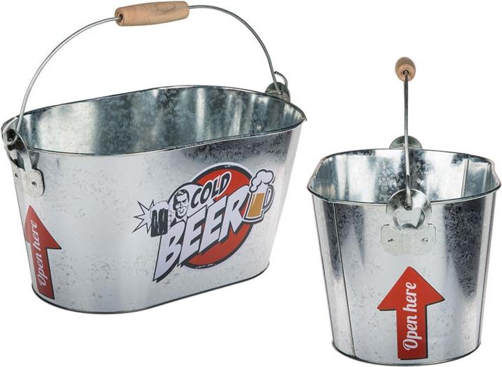 Actual product image Ootb Oval metal bucket Cold Beer 33x20cm bottle opener