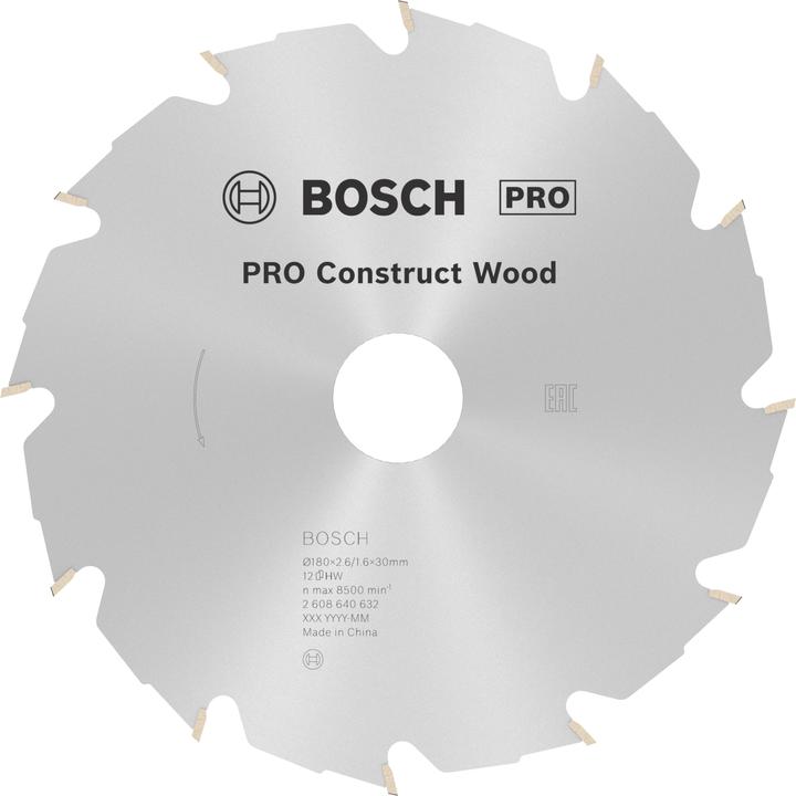 Produktbild Bosch Professional Zubehör PRO Construct Wood Kreissägeblatt, 180 x 2,6 x 30 mm