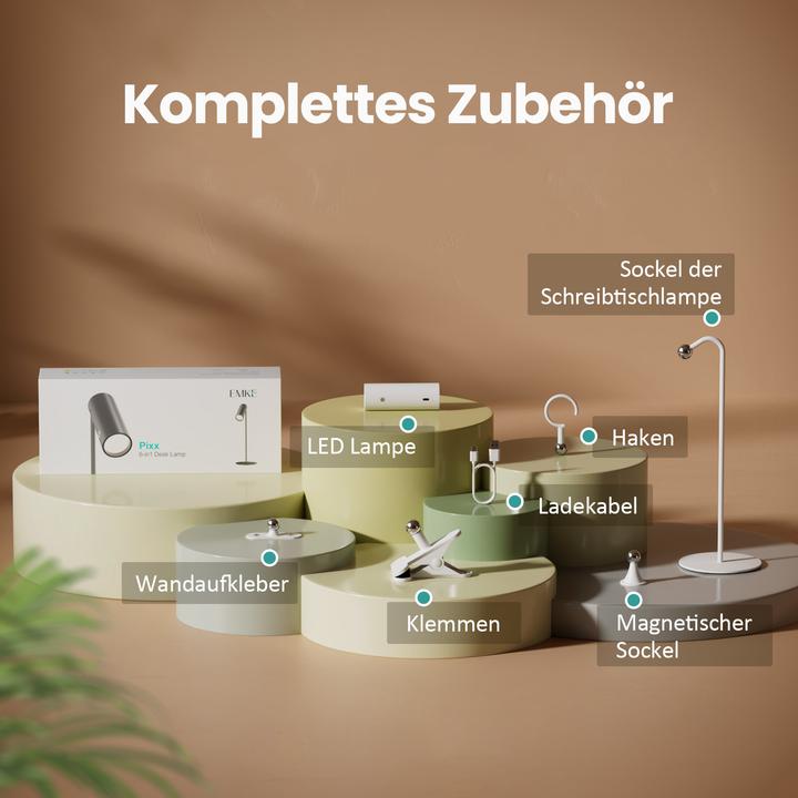 Immagine prodotto Emke Lampada da tavolo LED cordless, 6 in 1, dimmerabile, touch LED, bianca, 3 modalità di colore