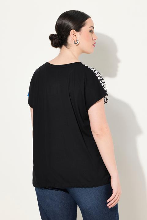 Immagine prodotto Ulla Popken Maglia con davanti in raso, effetto patchwork, scollo rotondo e mezze maniche (62)