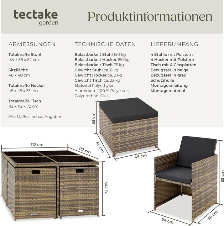 Produktbild tectake Aluminium Rattan Sitzgruppe Manhattan