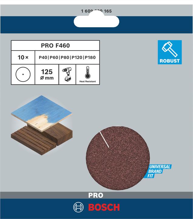 Actual product image Bosch Professional Zubehör PRO F460 sanding sheet, G40, G60, G80, G120, G180, 125 mm, 5 pcs. (40, 60, 80, 120, 180)