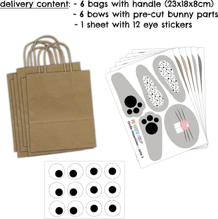 Actual product image Papierdrachen Large DIY Easter bunnies with large bags - 4 - black and white (Gift bag, 4 x)