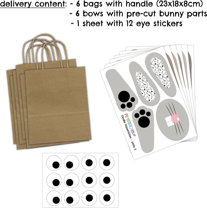 Actual product image Papierdrachen Large DIY Easter bunnies with large bags - 4 - black and white (Gift bag, 4 x)