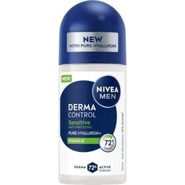 NIVEA, Deodorante, Men Derma Control Sensitive Antiperspirant Rollon 50ml (Roll-on, 50 ml)