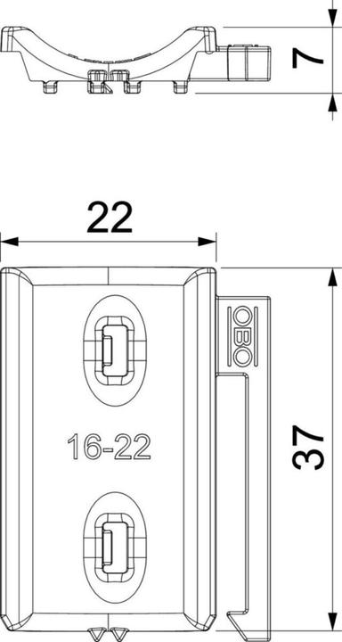 Actual product image OBO Bettermann Universal counter tub (Fixing loops, 22 mm, 1 pcs.)