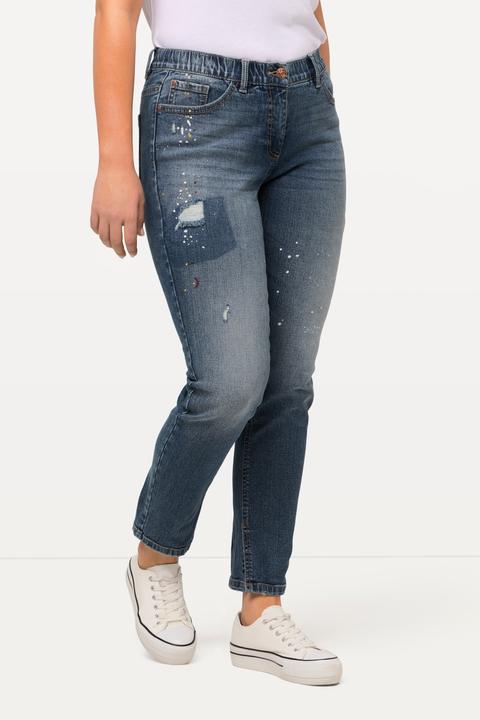 Produktbild Ulla Popken Jeans Sarah, Destroyeffekte, schmales Bein, Elastikbund (46)