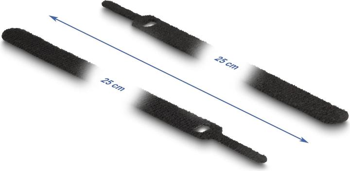 Produktbild Delock Klett-Kabelbinder L 250 x B 12 mm schwarz 10 Stück (Klettkabelbinder, 250 mm, 10 Stk.)