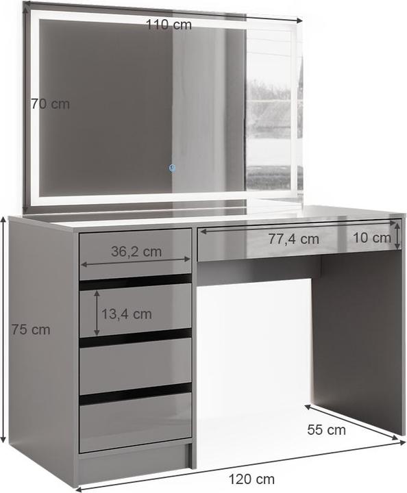 Image du produit Vicco Sherry avec éclairage (120 x 55 x 75 cm)
